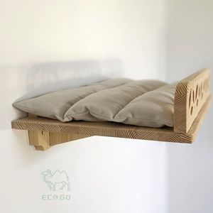 Lit pour chat en bambou à fixer au mur avec coussin moelleux (remplissage en polyester et mousse à mémoire de forme) pour les chats d'intérieur, pour regarder à la fenêtre et dormir - Product Image 3