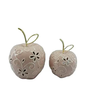 Оптовая продажа, керамические искусственные фрукты, яблоко и груша, красочные настольные украшения для дома