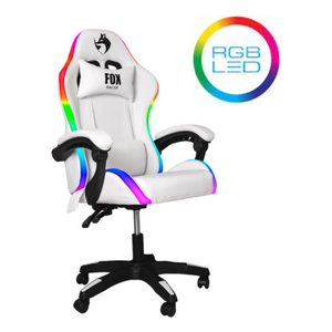 White <b>Gaming</b> Chair With RGB LED <b>Lighting</b> For Computer Use - Product Image 1
