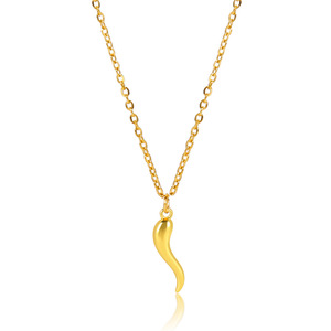 Collier tendance avec pendentif en forme de piment, plaqué or 18 carats PVD et acier inoxydable argenté |   Bijoux pour femmes de soirée - Product Image 1