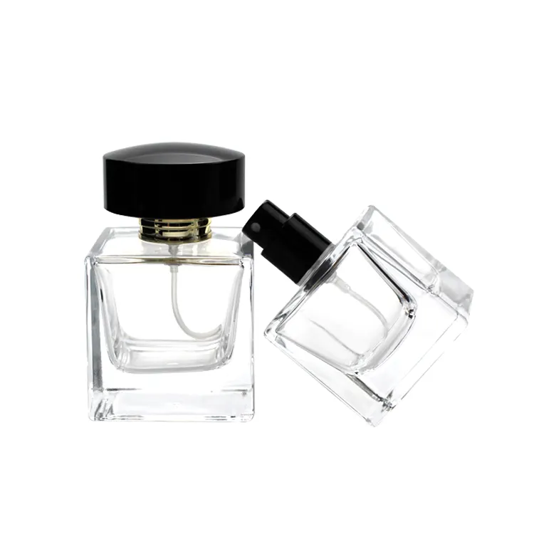 Vente d'usine en stock vaporisateur en verre 30ml 50 ml 100 ml bouteille de parfum en cristal vide carré