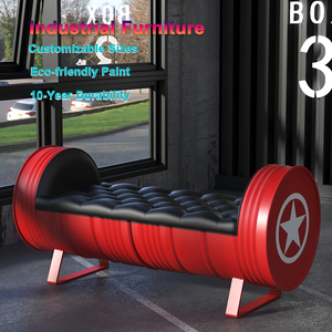 مقعد حديدي فاخر على الطراز الصناعي العتيق لمقهى ومطعم وغرفة طعام وغرفة معيشة أريكة لمول وفندق وحديقة وصالة ألعاب رياضية - Product Image 1