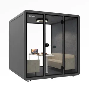 Personalizado soundproof cabine 4 pessoa escritório pod gravação soundproof música cabine escritório móvel com sistema de ventilação na porta