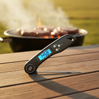 Thermomètre numérique pliable en gros avec écran LCD, alarme, lecture instantanée pour barbecue, four et cuisine, jusqu'à 300°F, en plastique