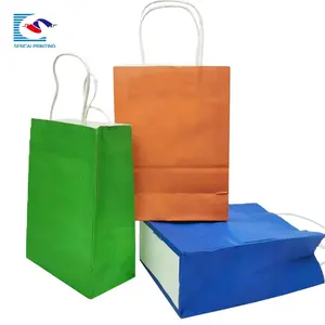 Cheaper Factory Price Colour Custom Logo Printing Packaging Gift Shopping Kraft Paper With Handle Paper Bag