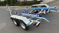 Remorque bateau galvanisée 5,8 m à double essieu avec bâches en polyéthylène, capacité de charge 1120 kg, Offre Spéciale Prix Usine