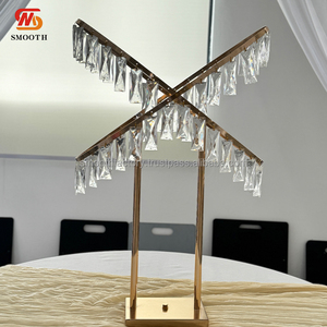 LEDA High-Sell Modern Party Event Decoration Gold Flower <b>Stand</b> Cross Shaped Metal <b>Backdrop</b> for Wedding - Product Image 3