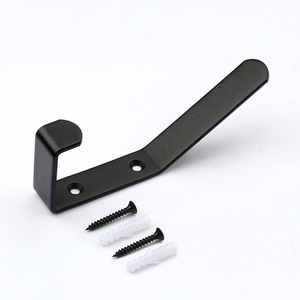 Wall <b>Mounted</b> Coat Hook Heavy Duty Minimalist Design Rectangle Shape TF-241 Black Metal Hook for Entryway Storage - Product Image 1