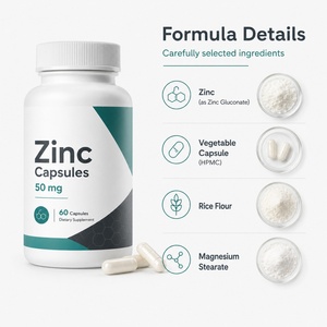 Capsules de zinc de qualité supérieure pour améliorer l'immunité, complément alimentaire pour adultes, 99 % pur, certifié GMP HACCP QS ISO, capacité de flacon personnalisable, le meilleur - Product Image 3