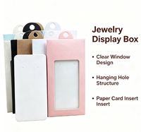 Boîte de présentation de bijoux écologique et recyclable avec fenêtre transparente, emballage pour collier, trou de suspension, carte cadeau en papier kraft multicolore