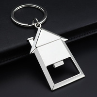 Porte-clés décapsuleur miniature en forme de maison, gravure laser personnalisée, cadeau promotionnel, vente en gros