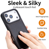 Housse de protection pour téléphone portable en cuir PU sans fil avec bouton métallique et chargeur magnétique pour iPhone 17 Pro Max