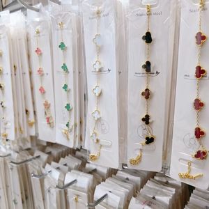 Bracciale da Donna con <span class=keywords><strong>Quadrifoglio</strong></span> a Cinque Fiori, Vendita Transfrontaliera, Pietra Naturale, Non Sbiadisce, Gioiello di Lusso Leggero e di Alta Gamma - Product Image 1