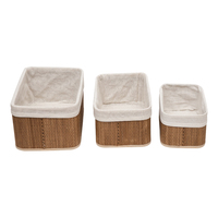 Panier de rangement en bambou tressé, boîte de rangement cosmétique en tissu pour table, panier tissé à la main, panier de rangement pour jouets de style rural