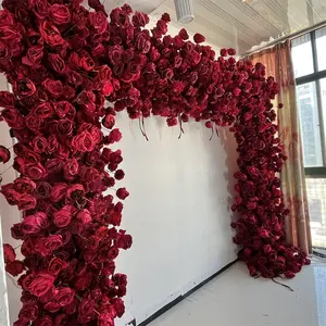 SPR Bridesmaids Bouquet artificial silk flower mat for wedding wall decoration backdrop panel rose