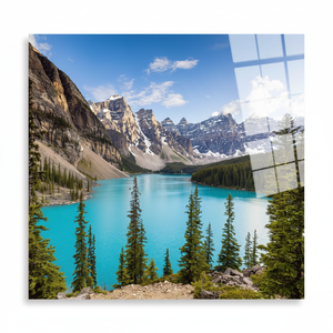 Moraine Lake <b>Canvas</b> Art: Canada <b>Landscape</b> Wall Decor <b>Print</b>,TEMPERED GLASS ART - Product Image 2