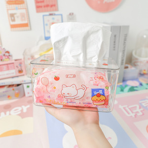 Boîte à mouchoirs transparente en acrylique avec motif de chat pour une utilisation sur le bureau ou à la maison - Product Image 1