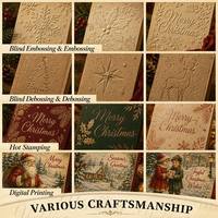 Cartes de vœux de Noël personnalisées avec broderie, cartes de remerciement minimalistes personnalisées avec estampage à chaud doré et impression d'enveloppes