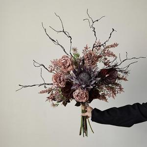 Flores Artificiales de Seda y Plástico Realistas de Alta Calidad, Decoración para Mesa de Comedor, Sala de Estar, Entrada, Estilo Wabi-Sabi, Adornos Secos - Product Image 2