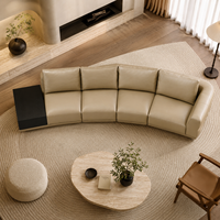 Ensemble de canapés modulaires modernes en cuir véritable en forme de L, design écologique, table d'appoint noire, sièges larges pour appartement et hôtel