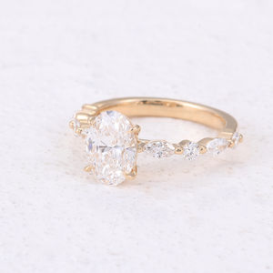 1 Carat Oval DEF/VVS <b>Lab</b> Diamond With Round Diamond 10k Yellow Gold Ladies Wedding Band Christmas Eve Christmas Anniversary Gift - Product Image 5