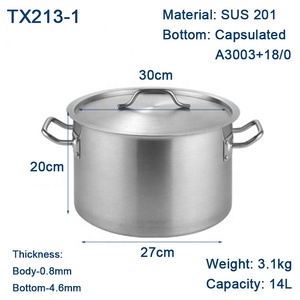 Marmite de cuisson commerciale en acier inoxydable <span class=keywords><strong>grande</strong></span> <span class=keywords><strong>capacité</strong></span>, à induction, avec couvercle, pour soupes et bouillons - Product Image 6