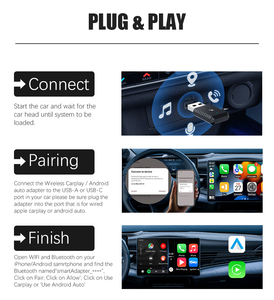 Adaptateur sans fil ultra-mini CarPlay & Android Auto, connexion rapide, WiFi 5.8G, BT 5.4, dongle intelligent portable pour 98% des voitures d'usine - Product Image 3