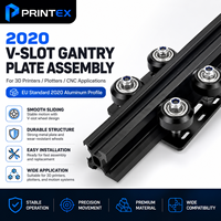 Placa de Ensamblaje de Perfil de Aluminio Printex 2020 V-Slot con Ruedas para Impresora 3D y Piezas de Plotter CNC