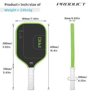 Raqueta de Pelota de Fibra de Carbono Mate con Textura de Tela T700, Grosor de 16 mm, Peso de 230 g, Accesorios Fijos, Logotipo - Product Image 2