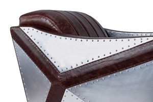 Sillón Retro K676 de alta <span class=keywords><strong>calidad</strong></span>, silla de ocio de acero inoxidable de cuero genuino con diseño Industrial para sala de estar, uso en Hotel - Product Image 4