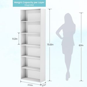 Six étagères à livres, grande bibliothèque ouverte, espace de rangement suffisant, étagères au sol pour le salon, le bureau familial, la <span class=keywords><strong>chambre</strong></span> à coucher - Product Image 2