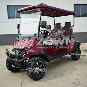 Stylish Red Golf Utility <b>Car</b> Independent Suspension Leather Seats Dual Side <b>Mirrors</b> Country Park Shuttle Cart - Product Image 4