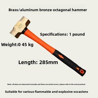 Marteau de démolition à tête octogonale en laiton de qualité industrielle, vente chaude, diamètre de la face de 1 1/2 pouce, longueur de 1 1/2 pouce, tête de marteau en bronze cuivré