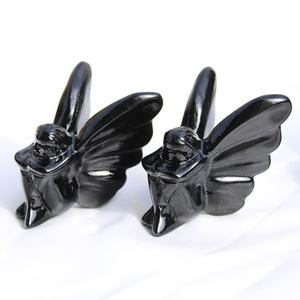 Vendita calda cristallo intaglio artigianato cristallo <span class=keywords><strong>nero</strong></span> ossidiana cristallo farfalla fata per regali decorazione della casa - Product Image 1