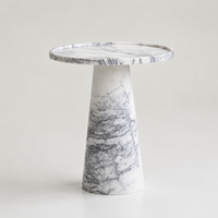 Table d'appoint ronde en travertin conique de style nordique avec plateau surélevé, meuble d'appoint pour la décoration intérieure de villas, hôtels et résidences