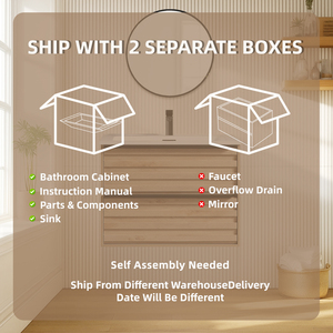 Meuble-lavabo de salle de bain moderne en MDF résistant à l'eau de 24 pouces avec lavabo et armoire (bois clair) |   Prêt à être expédié aux États-Unis |   Offre du <span class=keywords><strong>Black</strong></span> <span class=keywords><strong>Friday</strong></span> - Product Image 6