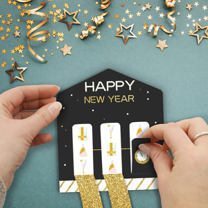 Xieli New Year Party Favor <span class=keywords><strong>Puntos</strong></span> coloridos Black Golden Glitter Pull Tabs Juegos de cartas - Product Image 2