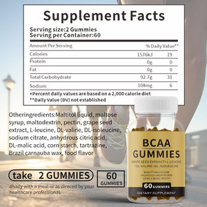 OEM preentrenamiento sin azúcar BCAA gomitas Etiqueta Privada <span class=keywords><strong>amino</strong></span>ácidos vegetariano no GMO sin gluten BCAA gomitas suplemento - Product Image 5