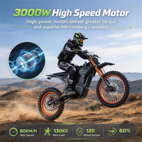 Factory Direct E Dirt Bike 48V 3000W Moto Electrica Adulto Off-Road Electric Motorcycle 20Ah Battery 60km/h Dual Suspension CE