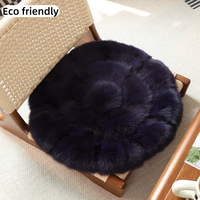 Coussin de siège rond en fausse fourrure de renard, chaud et doux pour l'hiver, écologique, pour tabouret de maquillage