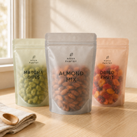 Sachets à collation imprimés sur mesure de qualité alimentaire, pochettes verticales givrées personnalisées avec fermeture éclair refermable et encoche de déchirement, finition mate