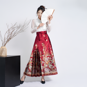 Nouveau style <span class=keywords><strong>chinois</strong></span> Hanfu jupe à visage de cheval pour les femmes 2024 nouveau phénix danse tissage élégant fleur broderie artisanat jupe robe - Product Image 3