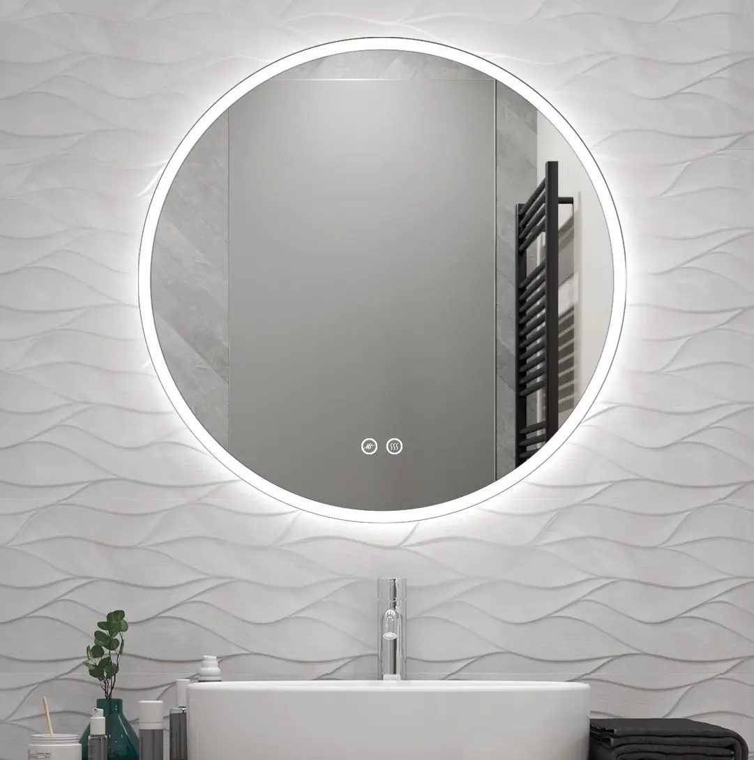 निर्माता एलईडी दौर दर्पण 32 ''बैकलिट एलईडी प्रकाश स्मार्ट दर्पण टच स्क्रीन एलईडी दर्पण बाथरूम