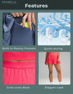 Arabella 2025 kustom grosir pakaian tenis warna memblokir desain kustom wanita memakai rok Midi berlipat - Product Image 2