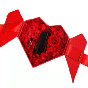 Romántico Corazón de melocotón flor eterna caja de regalo de cumpleaños para novia en el día de San Valentín