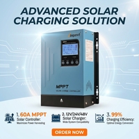 Contrôleur de charge solaire MPPT 60A, chargeur de batterie 12V24V48V, haute efficacité, charge automatique, protection avancée de la batterie, max 150VDC
