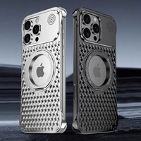 Pour iPhone 16 Pro Max étui titane support magnétique aluminium aromathérapie sans monture couverture 16 15 Pro 14 trou de refroidissement protection