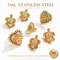 Pendientes de Acero Inoxidable con Baño de Oro al Vacío, Diseño de Tortuga Marina y Estrella de Mar, Joyería Náutica de Moda para Mujer, Ideales para la Playa y Fiestas