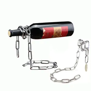 Rayshine Creative Magnetic Floating Steel Iron Link Wine Chain Floating Wine Holder For Decorative
