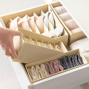 Organizador de ropa de armario con caja de almacenamiento de ropa de mano Cajas de almacenamiento clasificadas de ropa interior de varios compartimentos lavables de tela - Product Image 4